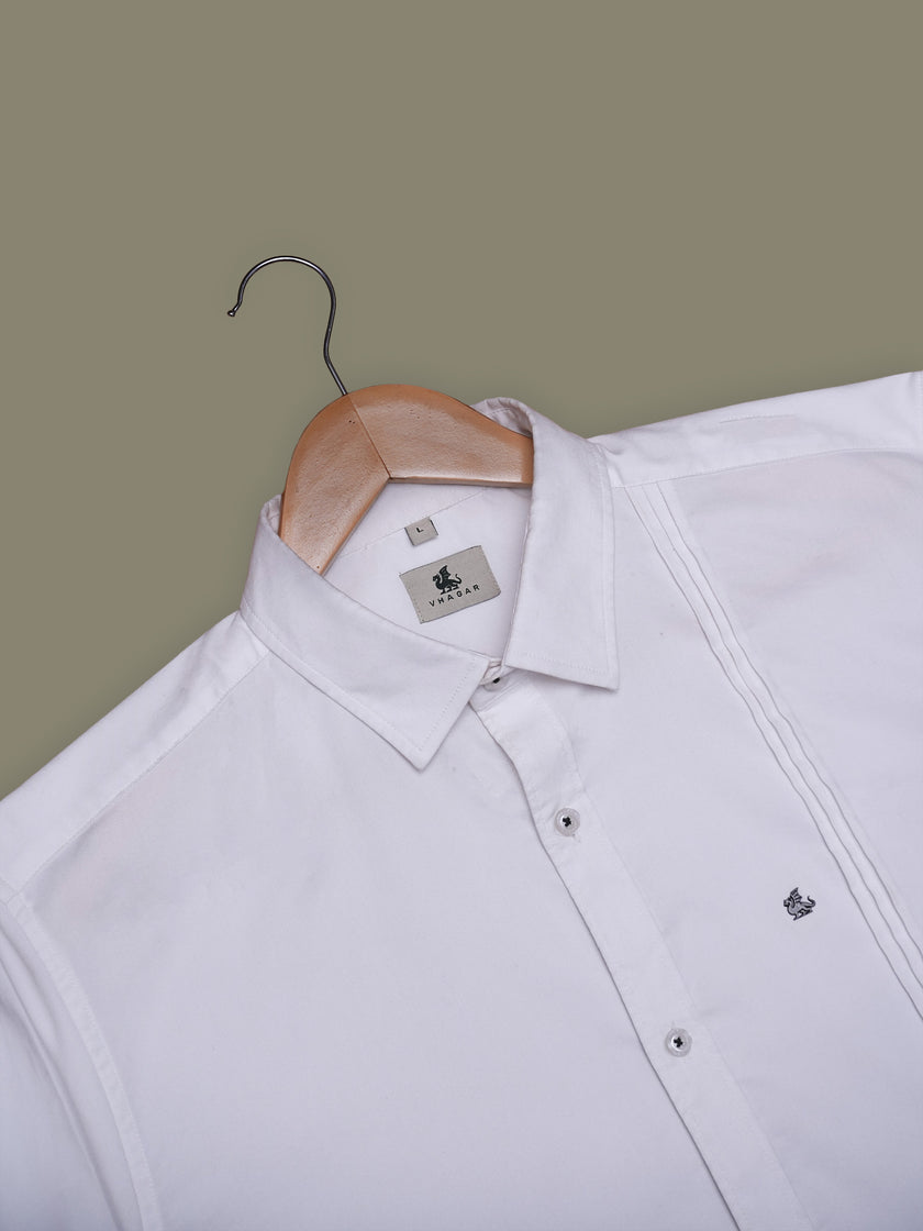 White Solid Polyester Blend Regular Fit Shirt