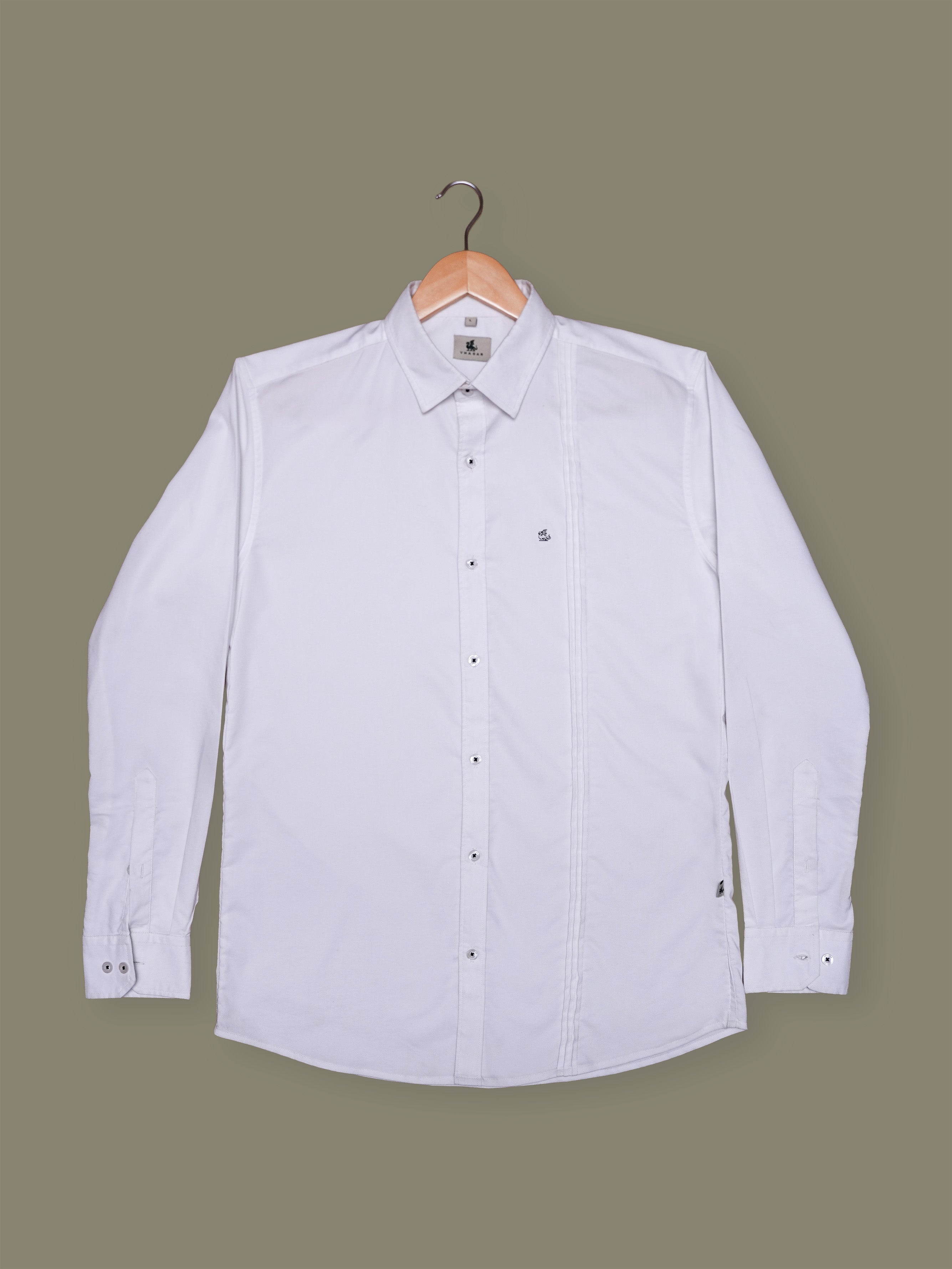 White Solid Polyester Blend Regular Fit Shirt