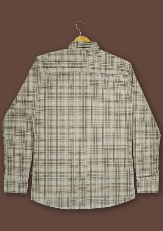 Brown Check Cotton Slub Classic Fit Shirt