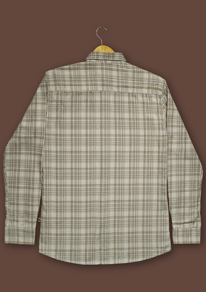 Brown Check Cotton Slub Classic Fit Shirt
