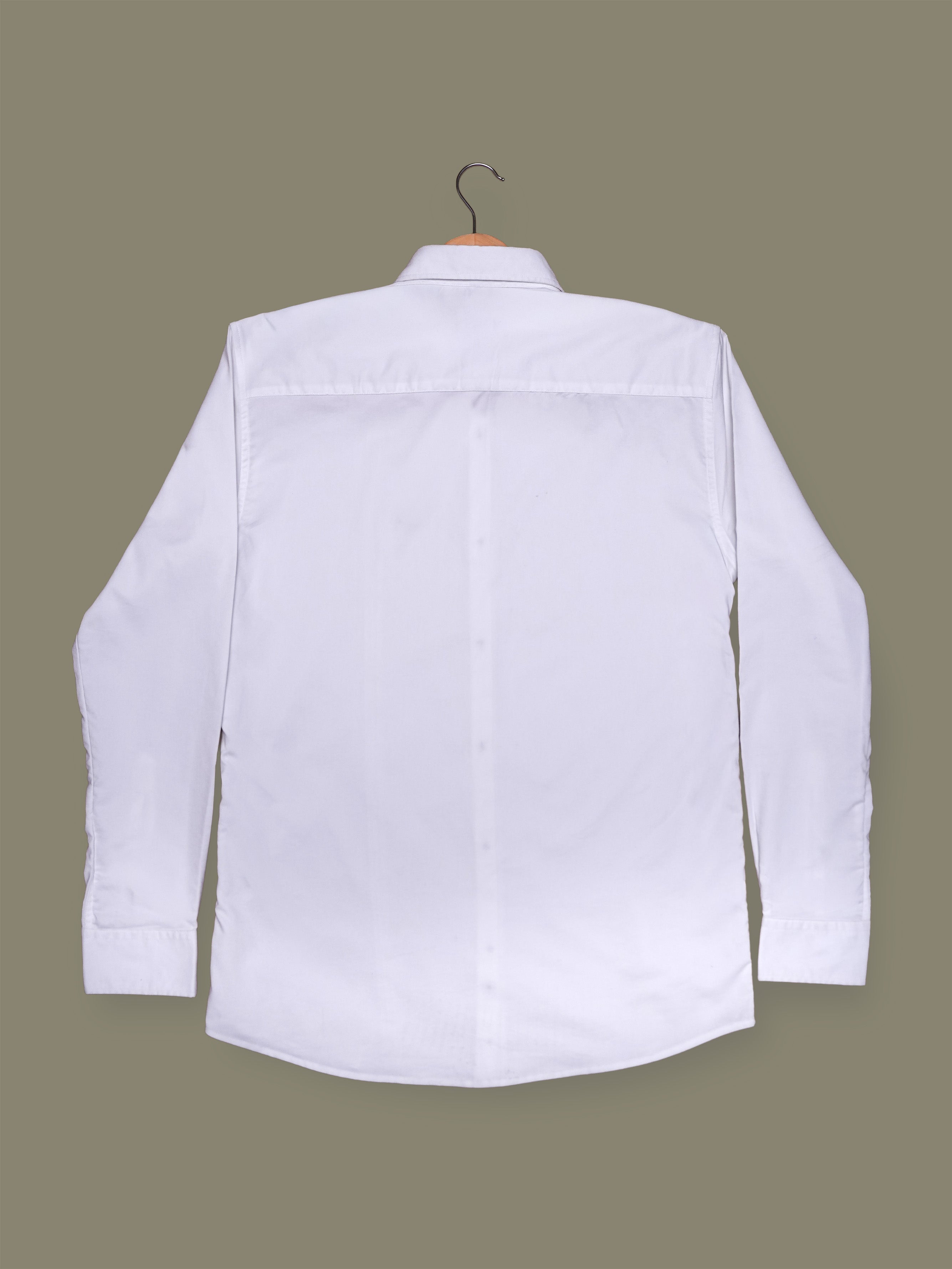 White Solid Polyester Blend Regular Fit Shirt