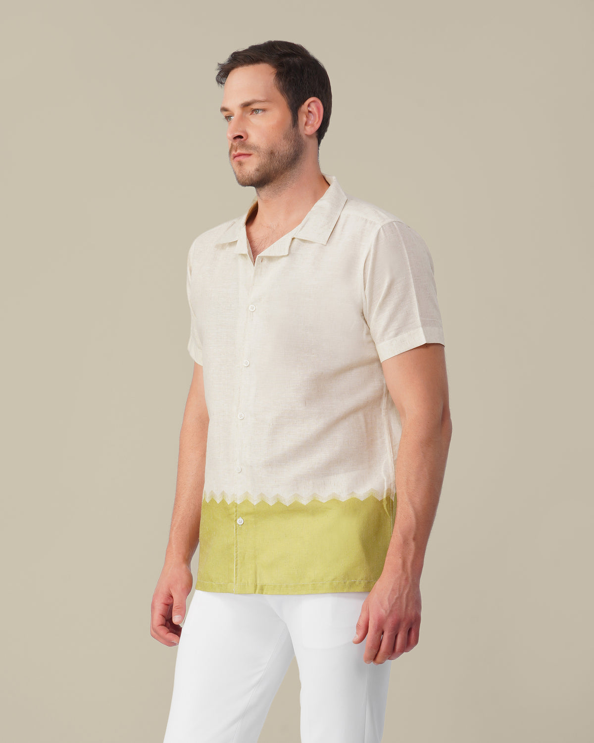 The Cream Geometric Shirt - Polyester · Regular Fit