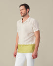 Off-White Solid Gradient Linen Blend Short Sleeve Shirt