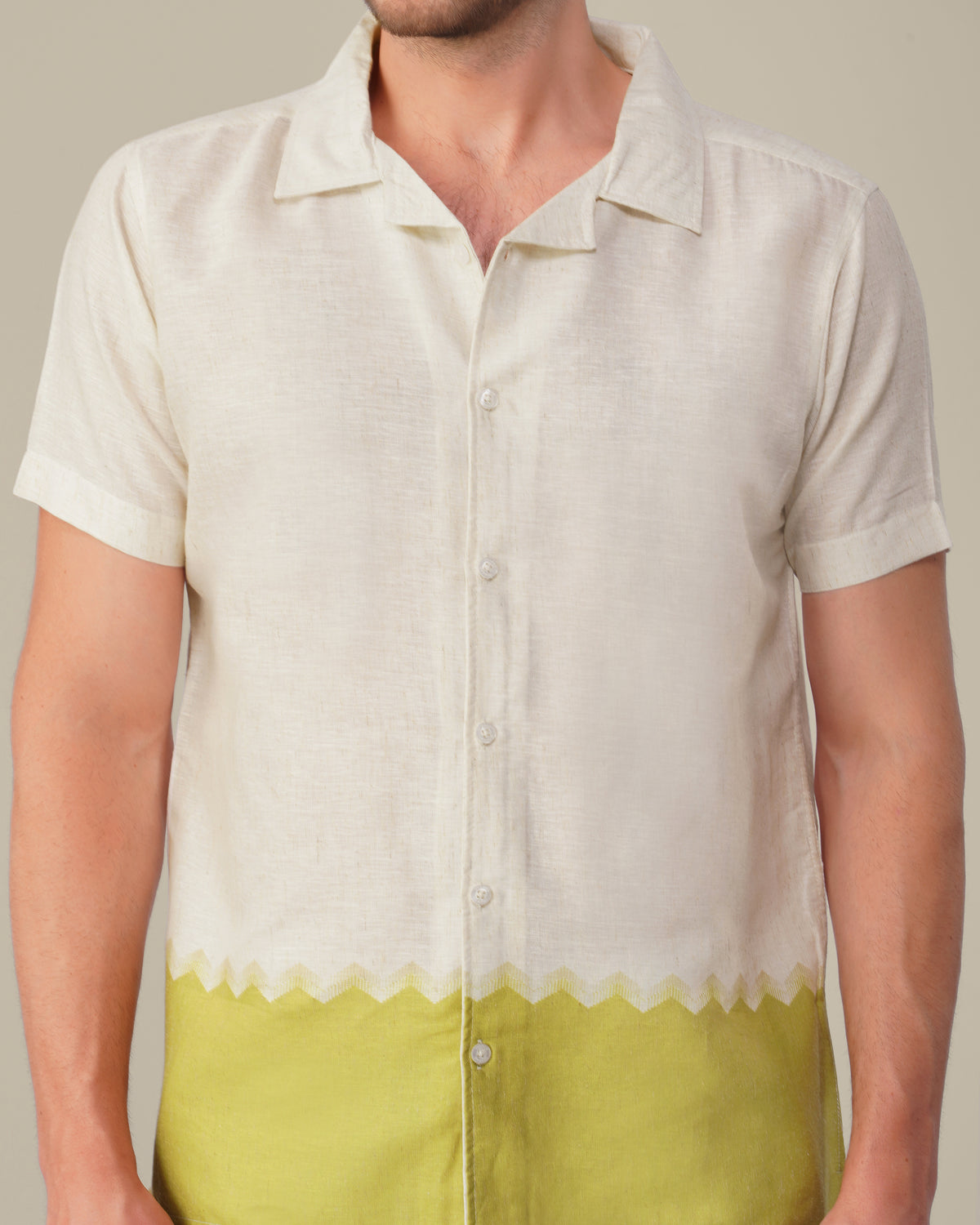 The Cream Geometric Shirt - Polyester · Regular Fit