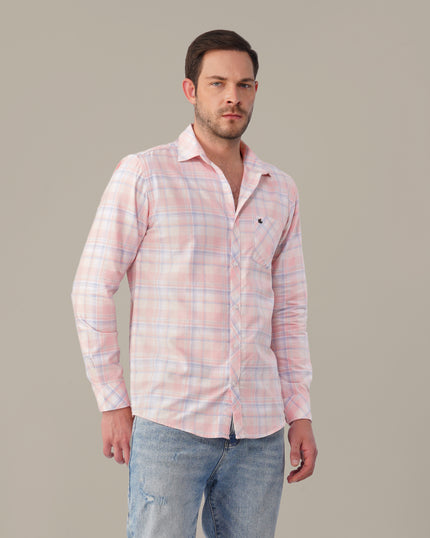 Pastel Pink Plaid Oxford Regular Fit Shirt