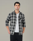 Black and White Plaid Cotton Regular Fit Shirt