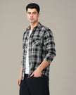 Black and White Plaid Cotton Regular Fit Shirt