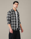 Black and White Plaid Cotton Regular Fit Shirt