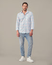 Light Blue and Peach Plaid Oxford Regular Fit Shirt