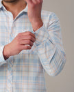 Light Blue and Peach Plaid Oxford Regular Fit Shirt