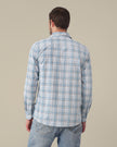Light Blue Plaid Cotton Slub Regular Fit Shirt