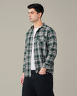 Dark Green Checkered Cotton Classic Fit Shirt