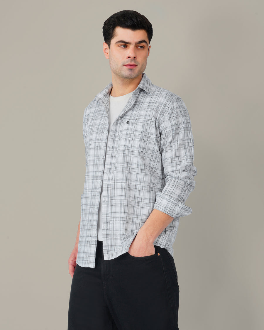 The White & Black Check Shirt - Pure Cotton · Regular Fit