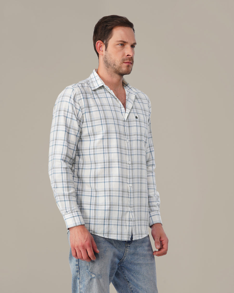 The White Check Shirt - Pure Cotton · Regular Fit
