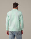 Mint Green Striped Cotton Blend Regular Fit Shirt