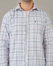 Pink and Blue Plaid Linen-Cotton Blend Classic Collar Shirt