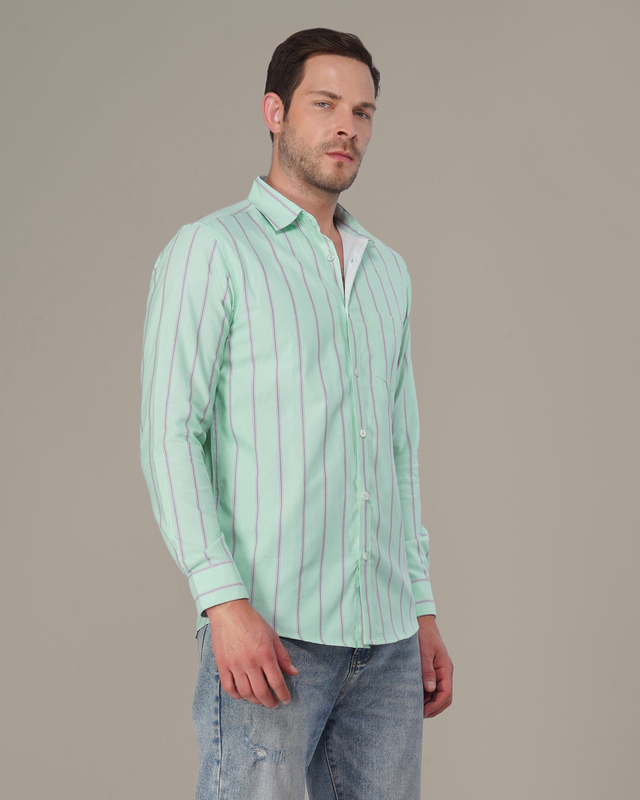 The Mint Stripe Shirt - Cotton Blend · Regular Fit