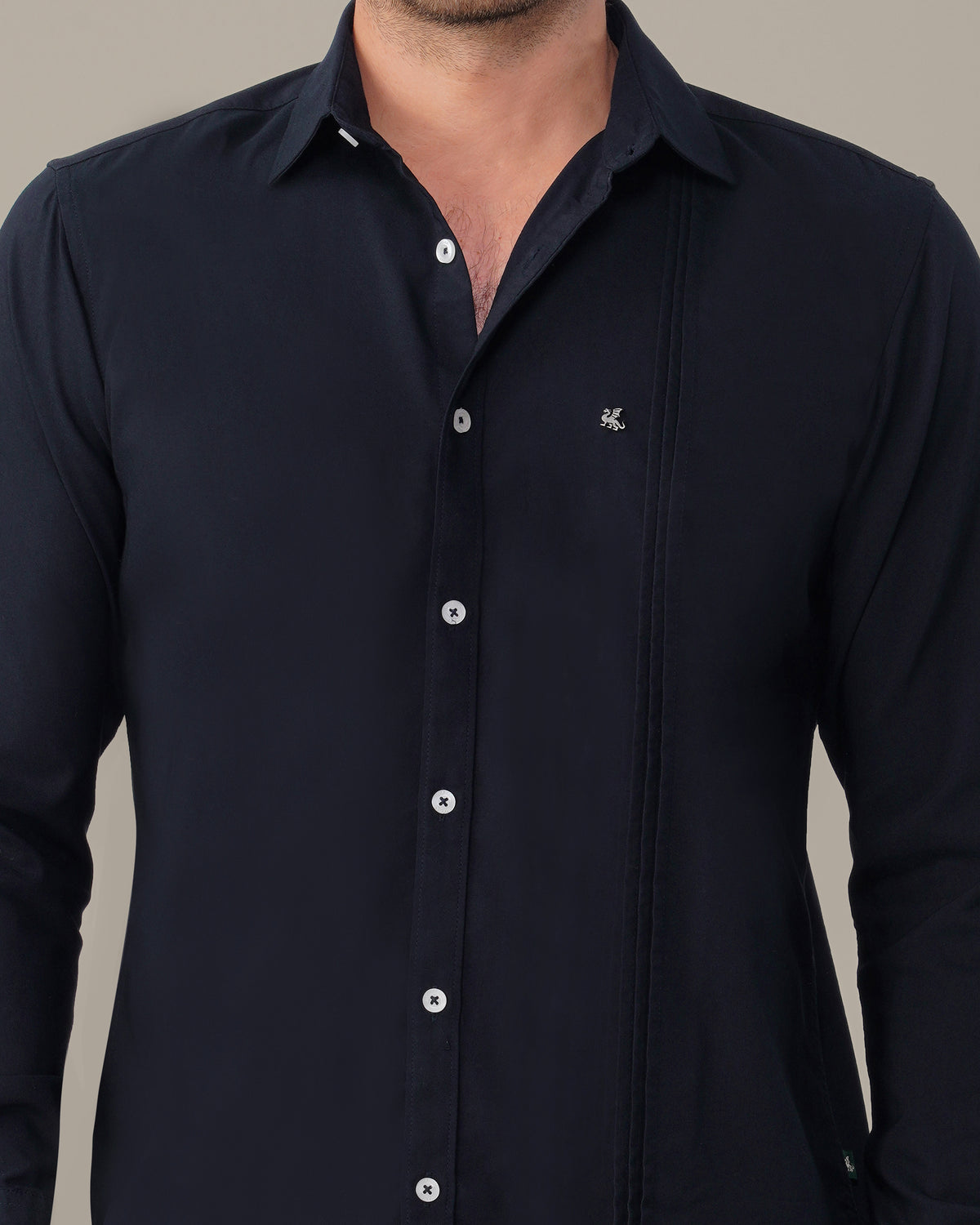 The Navy Stretch Shirt - Cotton Blend · Regular Fit
