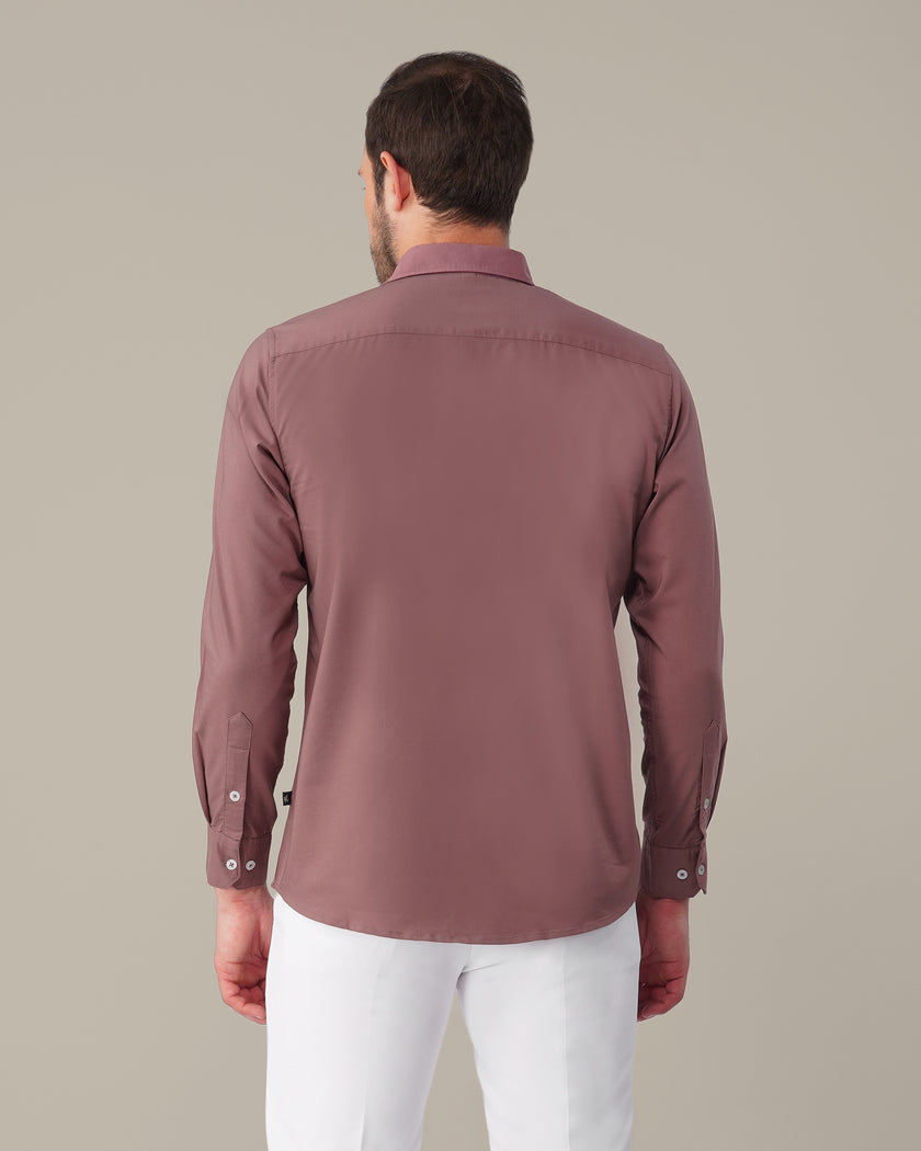 Mauve Solid Twill Polyester Blend Regular Fit Shirt