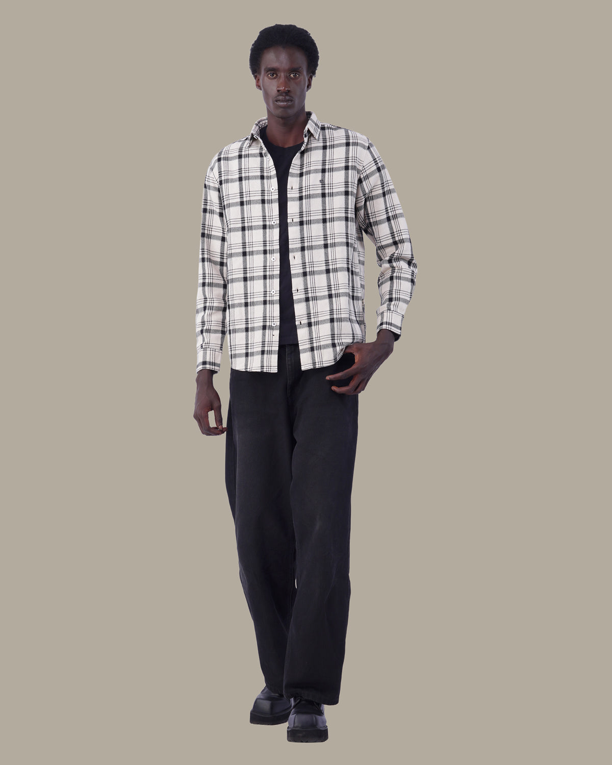 The White Check Shirt - Pure Cotton · Regular Fit