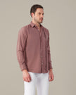 Mauve Solid Twill Polyester Blend Regular Fit Shirt