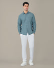 Vhagar Slate Blue Solid Poly-Viscose Blend Regular Fit Shirt