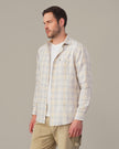 Grey and Yellow Plaid Cotton Regular Fit Shirt