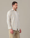 Grey and Yellow Plaid Cotton Regular Fit Shirt