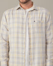Grey and Yellow Plaid Cotton Regular Fit Shirt