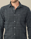Charcoal Plaid Linen-Cotton Regular Fit Shirt