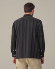 Dark Brown Striped 100% Cotton Slub Shirt