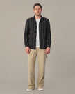 Dark Brown Striped 100% Cotton Slub Shirt