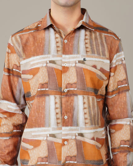 Earthy Abstract Polyester Regular Fit Shirt