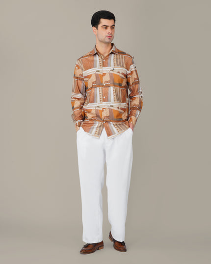 Earthy Abstract Polyester Regular Fit Shirt