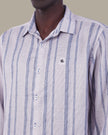 Light Beige Striped 100% Polyester Shirt
