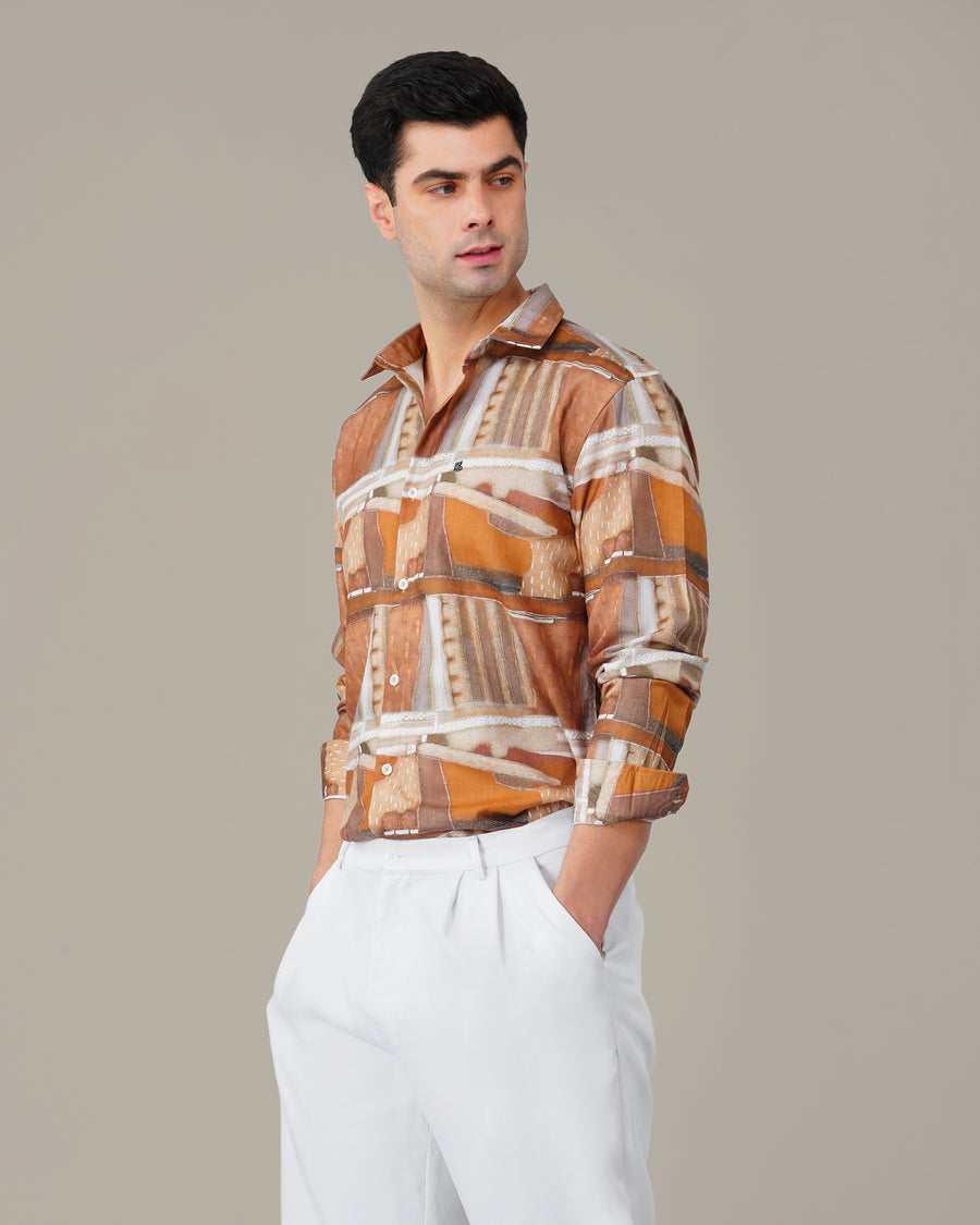 The Rust Abstract Shirt - Polyester · Regular Fit