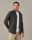 Olive Green Plaid Linen Cotton Regular Fit Shirt