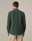 Teal Striped Poly Viscose Regular Fit Shirt