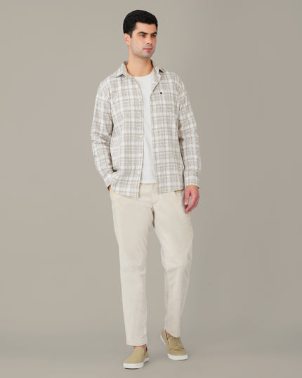 Brown Check Cotton Slub Classic Fit Shirt