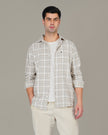 Brown Check Cotton Slub Classic Fit Shirt