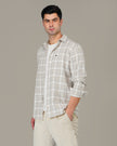 Brown Check Cotton Slub Classic Fit Shirt
