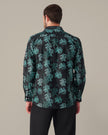Teal Pixel Polyester Viscose Blend Button-Up Shirt