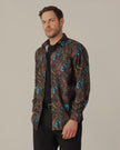 Black Multicolored Floral Polyester Regular Fit Shirt