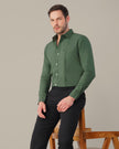 Forest Green Solid Polyester Blend Regular Fit Shirt