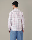 White and Pink Check Cotton Slub Regular Fit Shirt
