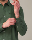 Forest Green Solid Polyester Blend Regular Fit Shirt
