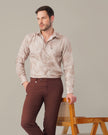 Muted Mauve Abstract Print Polyester Button-Up Shirt