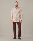 Muted Mauve Abstract Print Polyester Button-Up Shirt