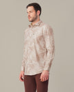 Muted Mauve Abstract Print Polyester Button-Up Shirt