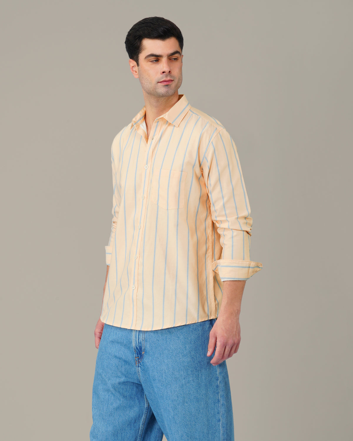 The Peach Stripe Shirt - Cotton Blend · Regular Fit